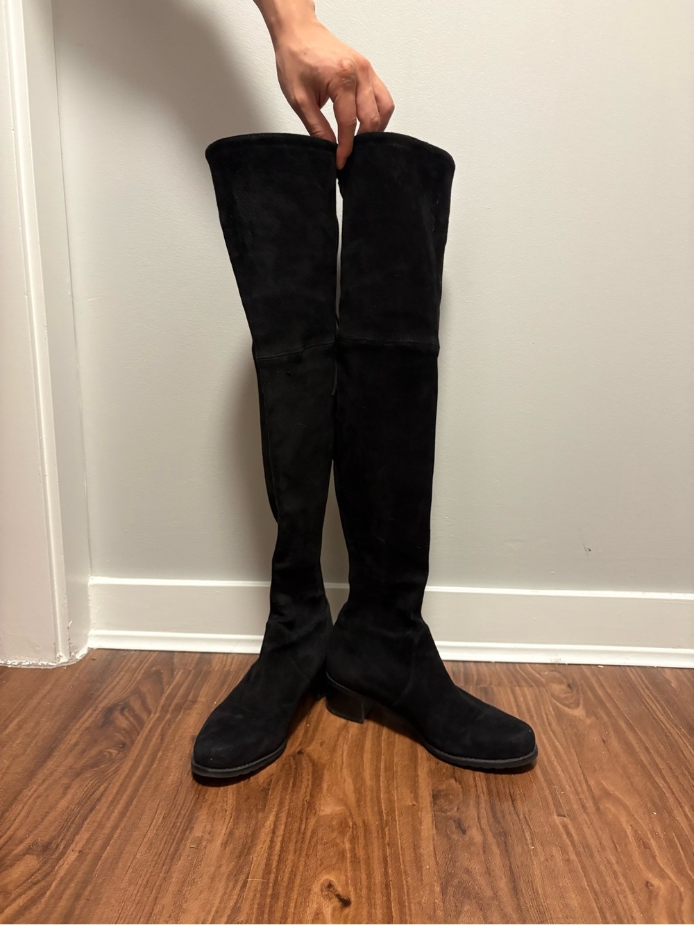 Stuart Weitzman Black Over-the-Knee Suede Boots